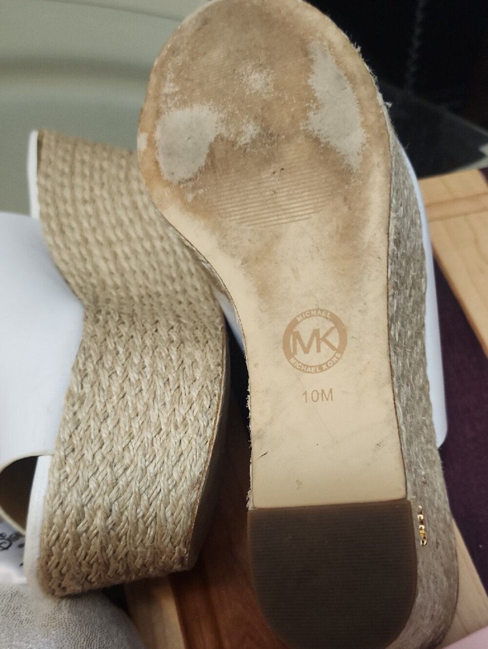 Michael Kors White Braided Espadrille Wedge Mule...size 10 - Picture 5 of 5